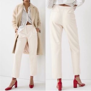 J.Crew Kate Faux Leather Straight Leg Pants Bone White